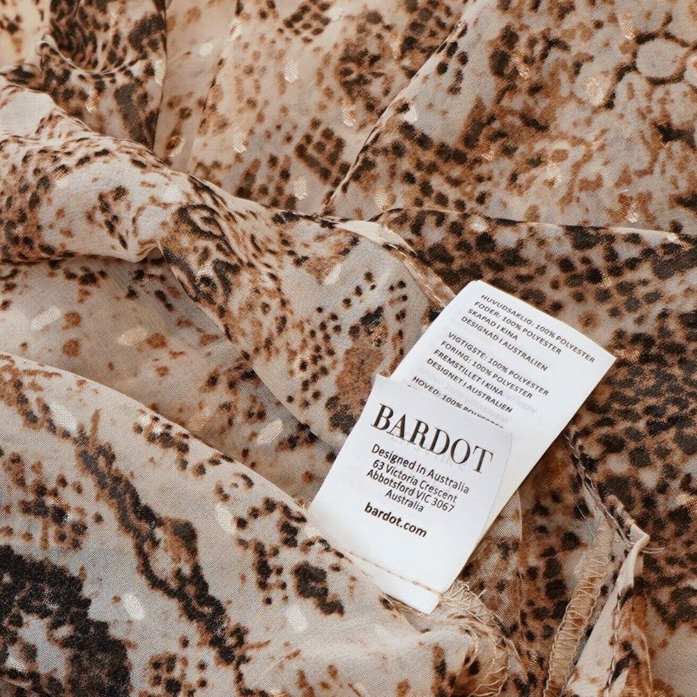 Bardot Snake Print Blouse Brown Cream - XS - NWT - Picture 5 of 7